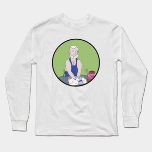 Elderly man washing the dishes Long Sleeve T-Shirt